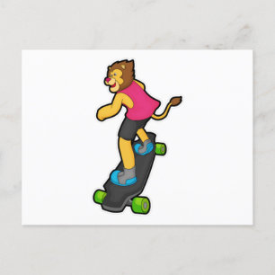 Lion as Skateboarder with Skateboard Briefkaart