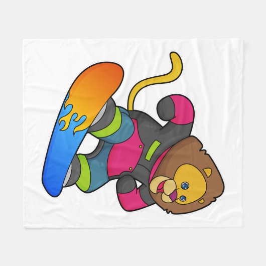Lion as Snowboarder with Snowboard Fleece Deken (Voorkant (Horizontaal))