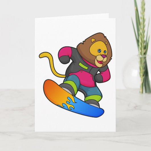 Lion as Snowboarder with Snowboard Kaart (Voorkant)