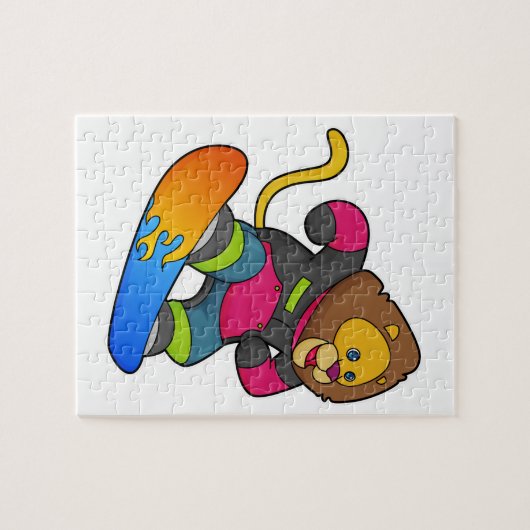 Lion as Snowboarder with Snowboard Legpuzzel (Horizontaal)