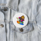 Lion as Snowboarder with Snowboard Ronde Button 7,6 Cm (In situ)