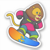 Lion as Snowboarder with Snowboard Sticker (Voorkant)