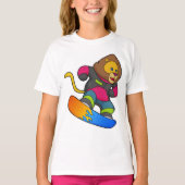 Lion as Snowboarder with Snowboard T-shirt (Voorkant)