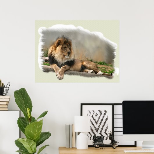 Lion at Rest Lion Lovers Art Poster (Thuiskantoor)