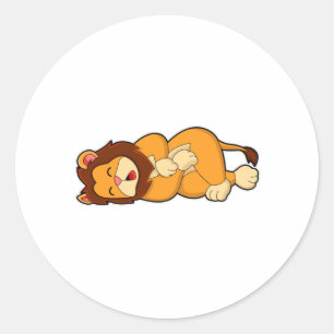 Lion at Sleeping Ronde Sticker