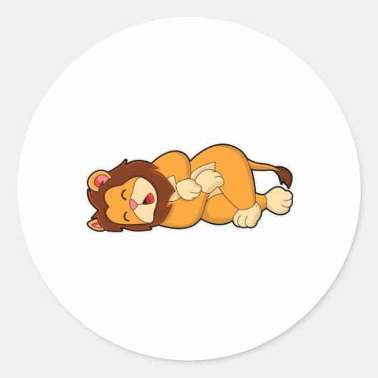 Lion at Sleeping Ronde Sticker (Voorkant)