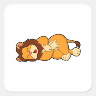 Lion at Sleeping Vierkante Sticker