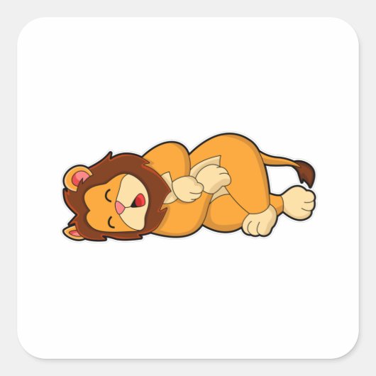 Lion at Sleeping Vierkante Sticker (Voorkant)