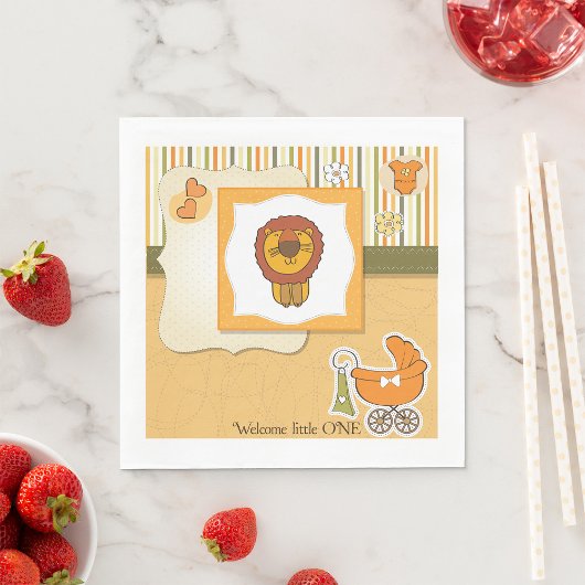 Lion Baby Announcement Paper Napkins Servet