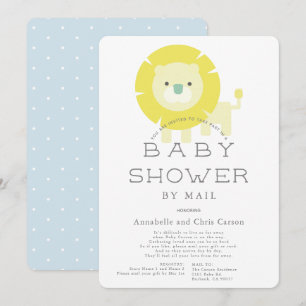 Lion Baby Blue Boy Baby shower per post Kaart