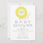 Lion Baby Blue Boy Baby shower Uitnodiging (Voorkant)