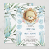 Lion Baby Boy doopuitnodiging Kaart (Voorkant / Achterkant)