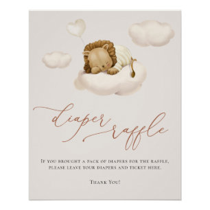 Lion Baby Cloud ballon Diaper Raffle Perfect Poster