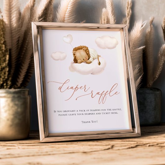 Lion Baby Cloud ballon Diaper Raffle Sign Foto Afdruk