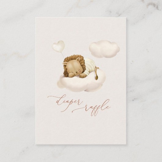 Lion Baby Cloud Balloon Diaper Raffle Tickets Informatiekaartje (Achterkant)