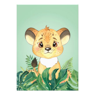 Lion Baby en leder Foto Afdruk