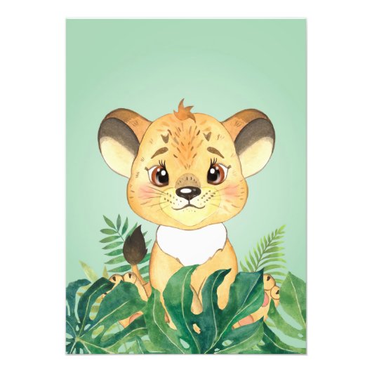 Lion Baby en leder Foto Afdruk (Voorkant)