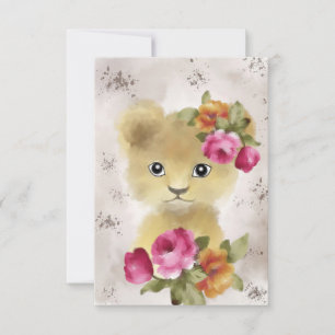 Lion Baby Lion Waterverf Bedankkaart
