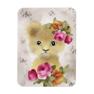 Lion Baby Lion Waterverf Magneet