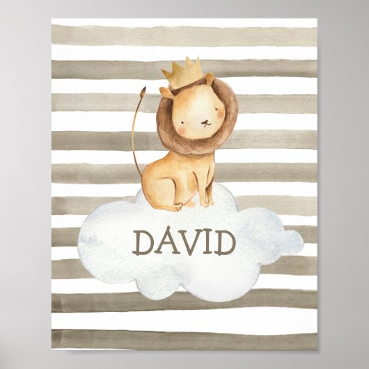 Lion Baby Name Persoonlijke Nursery Wall Afdrukken Poster (Voorkant)