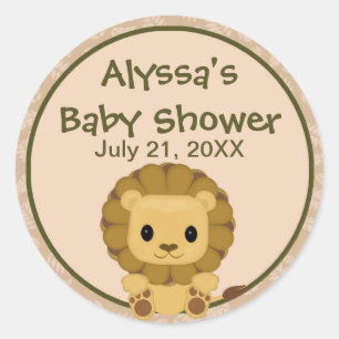 LION Baby shower blanco label/zegel Nali NJL #04C Ronde Sticker