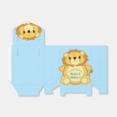 Lion Baby shower Blue Bedankdoosjes (Uitgevouwen)