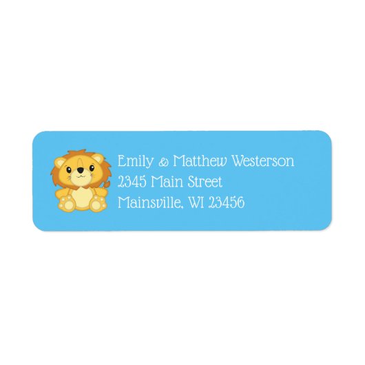 Lion Baby shower Blue Etiket (Voorkant)