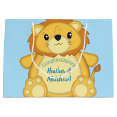 Lion Baby shower Blue Groot Cadeauzakje (Voorkant)