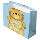 Lion Baby shower Blue Groot Cadeauzakje (Achterkant Gekanteld)