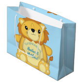Lion Baby shower Blue Groot Cadeauzakje (Voorkant Gekanteld)
