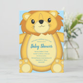 Lion Baby shower Blue Kaart (Staand voorkant)