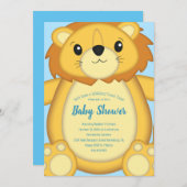 Lion Baby shower Blue Kaart (Voorkant / Achterkant)