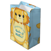 Lion Baby shower Blue Medium Cadeauzakje (Achterkant Gekanteld)