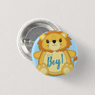 Lion Baby shower Blue Ronde Button 3,2 Cm