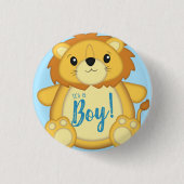 Lion Baby shower Blue Ronde Button 3,2 Cm (Voorkant)