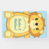 Lion Baby shower Blue Spandoek (Horizontaal)