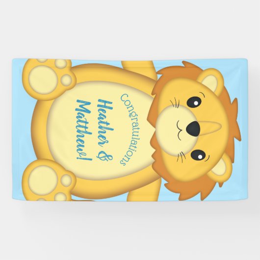 Lion Baby shower Blue Spandoek (Horizontaal)