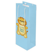Lion Baby shower Blue Wijn Cadeautas (Voorkant Gekanteld)
