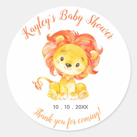 Lion Baby shower Favor Sticker (Voorkant)
