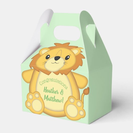 Lion Baby shower Green Bedankdoosjes (Voorkant Zijde)