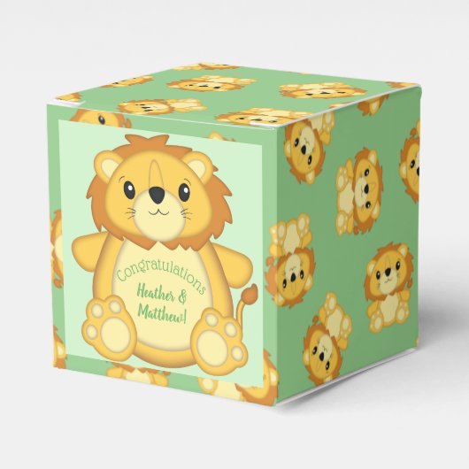 Lion Baby shower Green Bedankdoosjes (Voorkant Zijde)