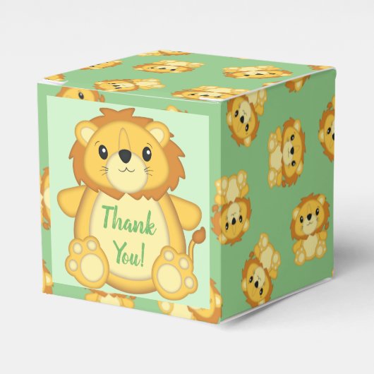 Lion Baby shower Green Bedankdoosjes (Voorkant Zijde)