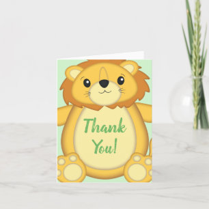 Lion Baby shower Green Bedankkaart