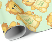 Lion Baby shower Green Cadeaupapier (Rol Hoek)
