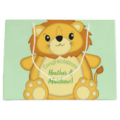 Lion Baby shower Green Groot Cadeauzakje (Voorkant)