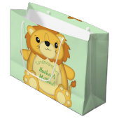 Lion Baby shower Green Groot Cadeauzakje (Voorkant Gekanteld)
