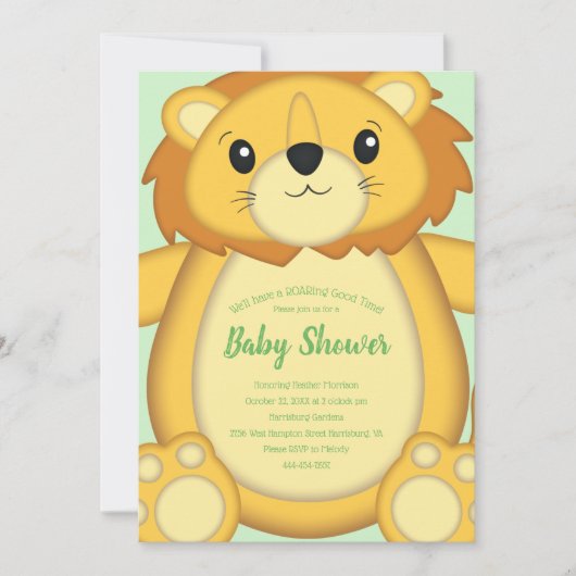 Lion Baby shower Green Kaart (Voorkant)