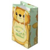 Lion Baby shower Green Klein Cadeauzakje (Achterkant Gekanteld)