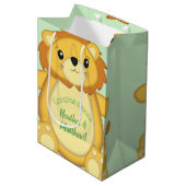 Lion Baby shower Green Medium Cadeauzakje (Voorkant Gekanteld)