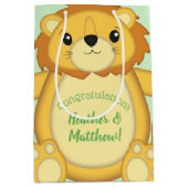 Lion Baby shower Green Medium Cadeauzakje (Voorkant)